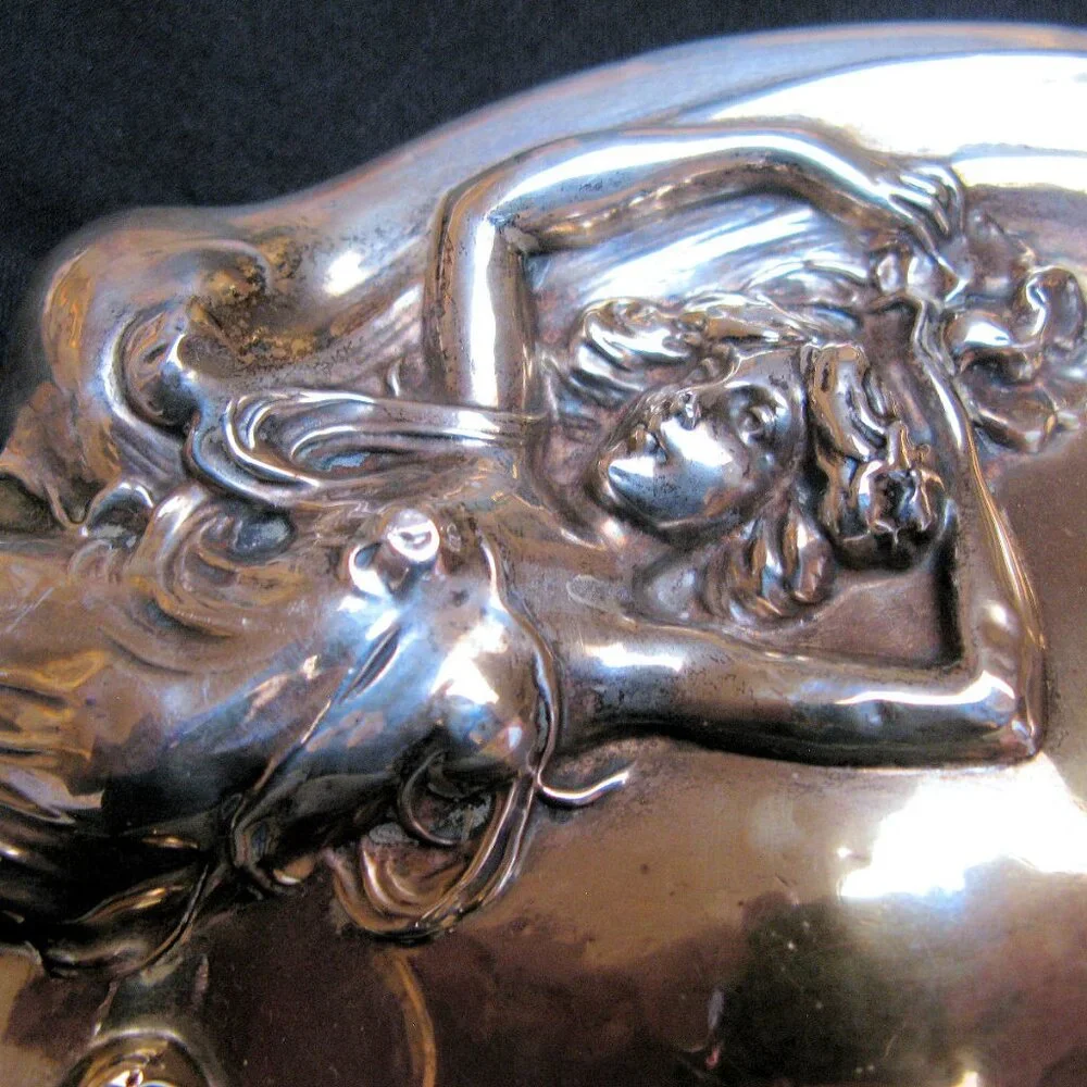 ANTIQUE SILVER MIRROR, BRUSH, WEBSTER CO. ART NOUVEAU STERLING